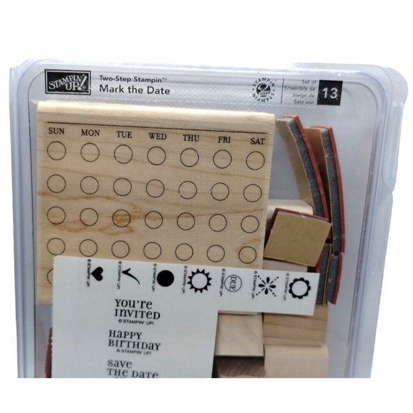 Stampin Up Mark the Date 13 Piece Rubber Stamp Kit Unmounted Two Step Stamps - Picture 3 of 4